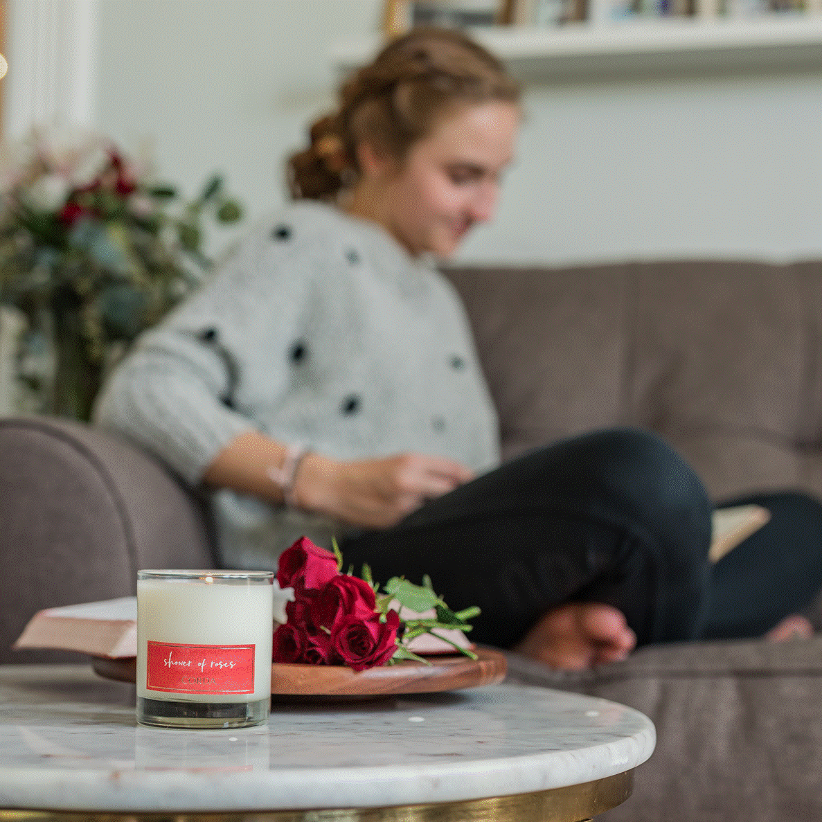 Shower of Roses 3 (styled shot) Therese of Lisieux CORDA candle.gif