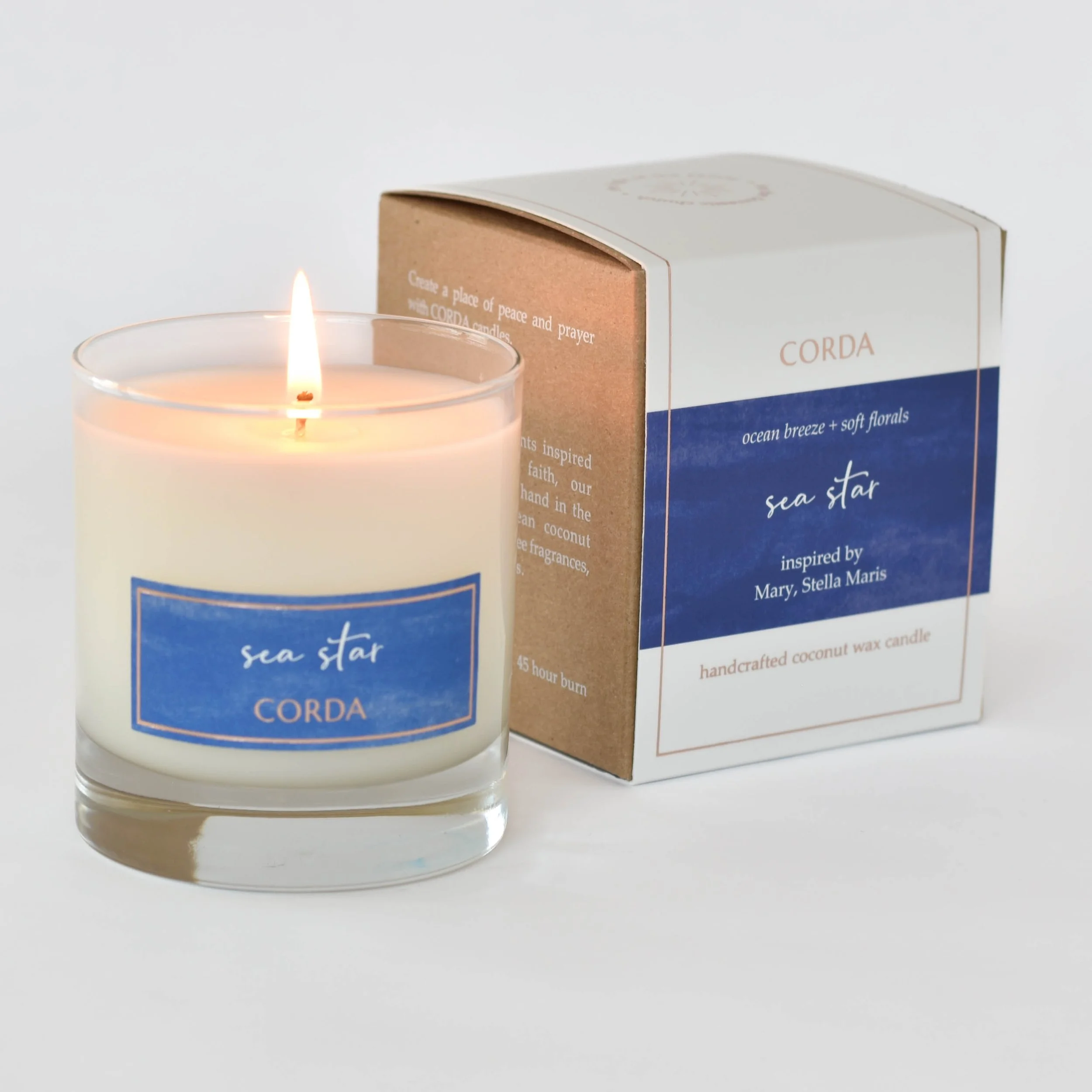 Sea Star 1 (lit, front of box) Stella Maris CORDA candle.jpg