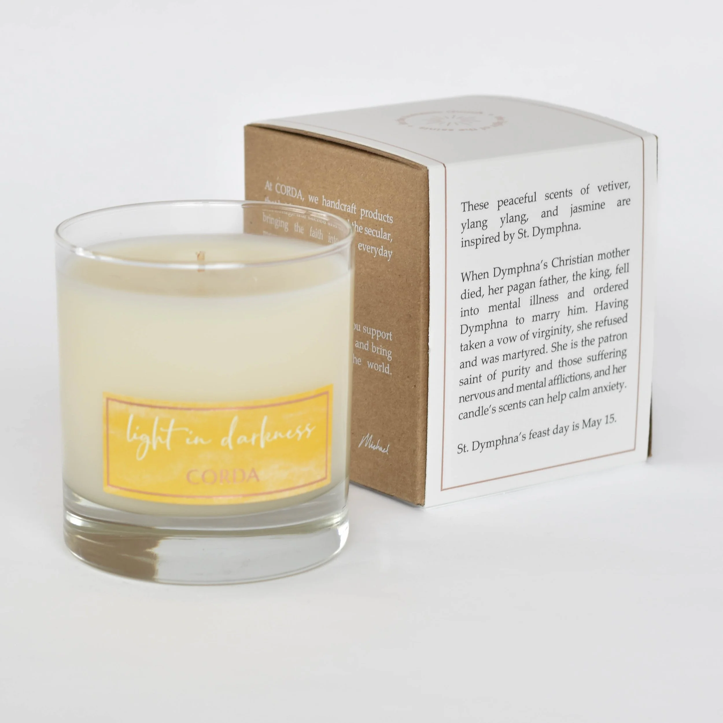 Light in Darkness 2 (unlit, back of box) Dymphna CORDA candle.jpg