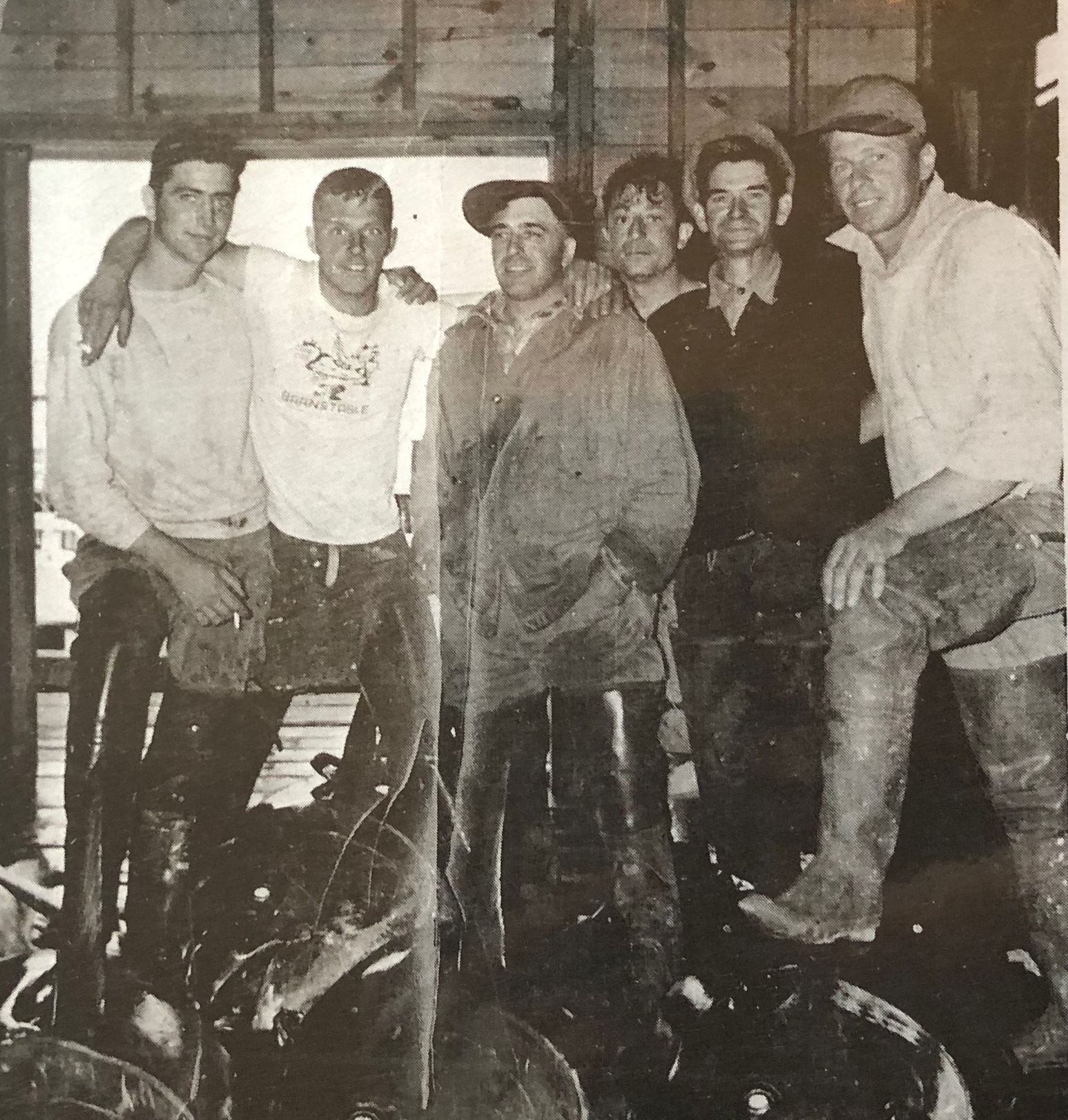The Crew: left to right Al Van Knowe, Merle Marshall, Mike Goulart, Tony DeMartino, Joe Neves, Adam Rupkus 1949
