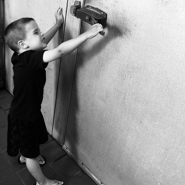 Someone is trying to muscle his way in to the freezer to get a little ice cream. Let me introduce you to Beckett, grandson of Jerry and Lynne Beck. Every Monday he visits the ice cream shop for a special taste of ice cream. Today, his visit was later