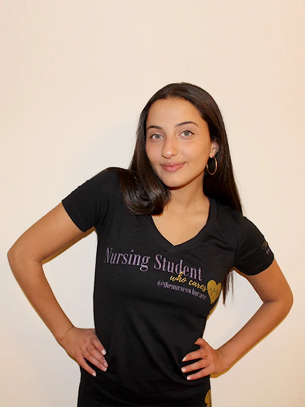 Nursing Student Who Cares T-Shirt- Black