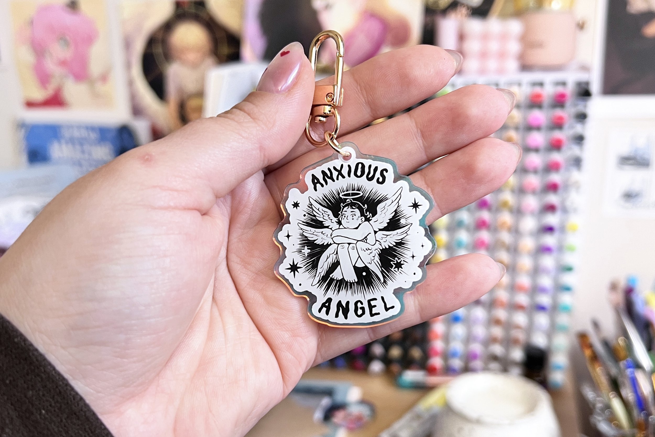 'Anxious Angel' Acrylic Holographic Charm thumbnail