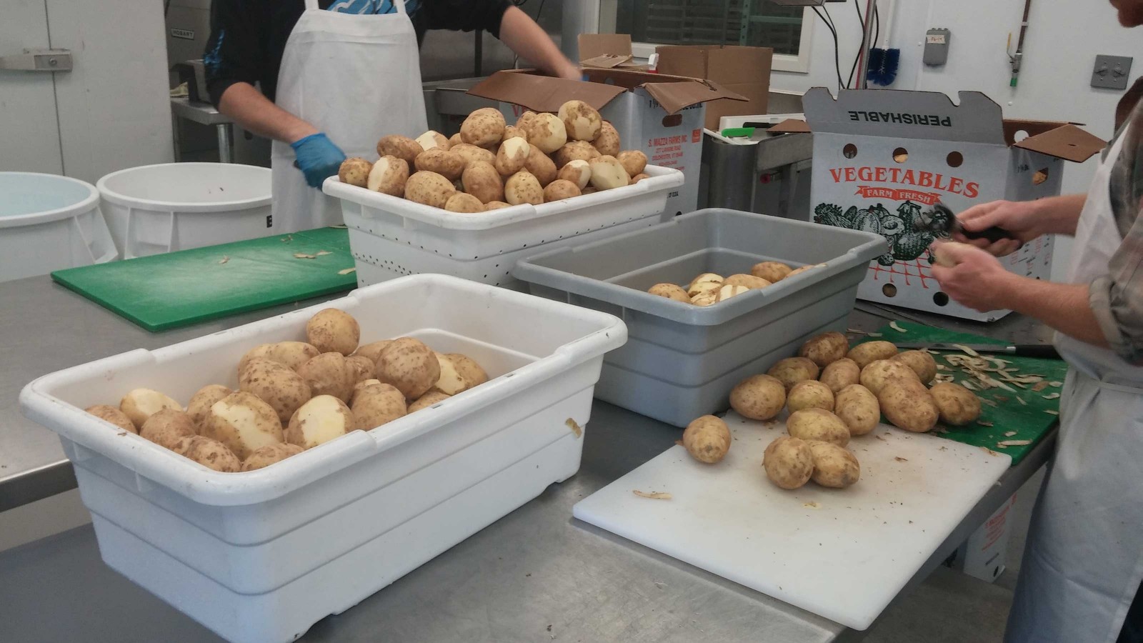 The Vermont Food Venture Center provides the staffing and space necessary for processing large quantities of food, like these locally grown potatoes, into storable goods and valuable donations.