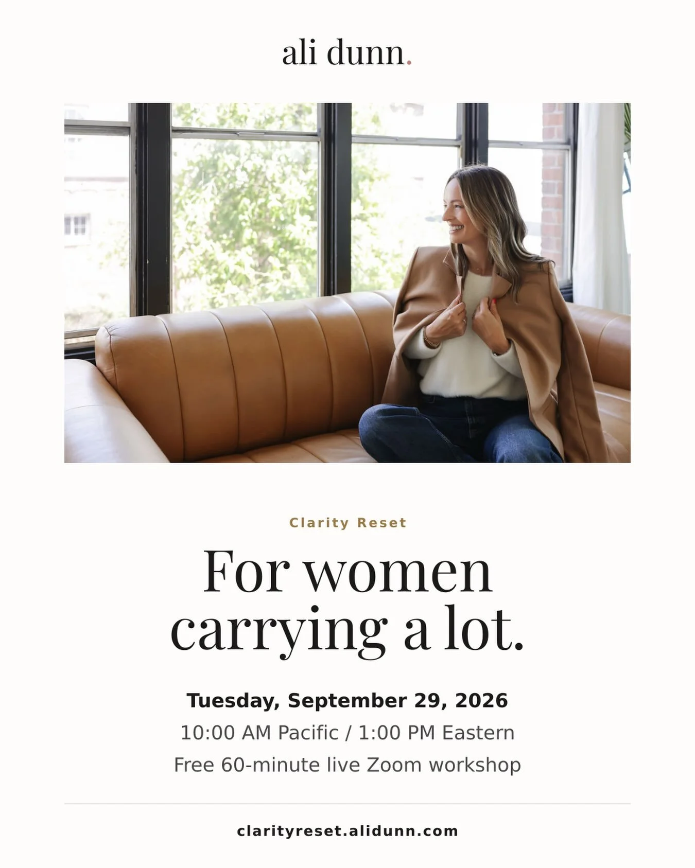 If you&rsquo;re carrying a lot right now, this one&rsquo;s for you. ✨

I&rsquo;m hosting a free live workshop called the Clarity Reset, built for women who are so deep in the doing for everyone else that they&rsquo;ve lost track of what they actually