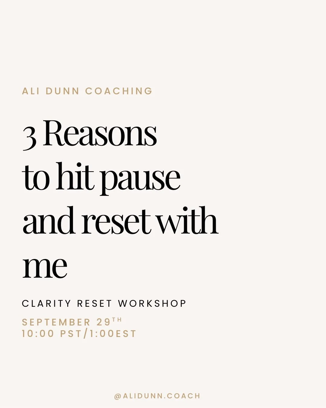It&rsquo;s almost go time! If you haven&rsquo;t signed up for my Clarity Reset workshop, do it now. 🙌

I value your time and I also know how hard it is make space to think about what matters. We are all on autopilot, let&rsquo;s change that together