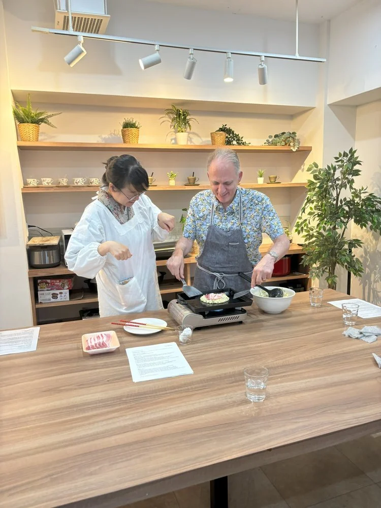 man in cooking class in Japan