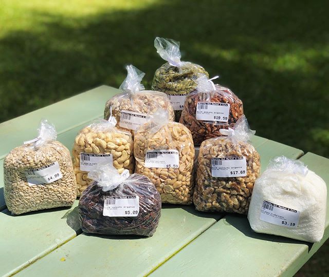 Our carefully picked, hand bagged, bulk section has the nuts, seeds, and dried fruit for every opportunity. Make sure you don&rsquo;t forget about these nutrient rich morsels in the corner of our store by the bull section!! 🥜🌰🥥 #seeyouatthehut