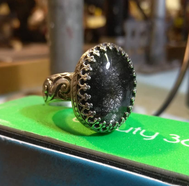 Tourmalinated Quartz Queen's Ring