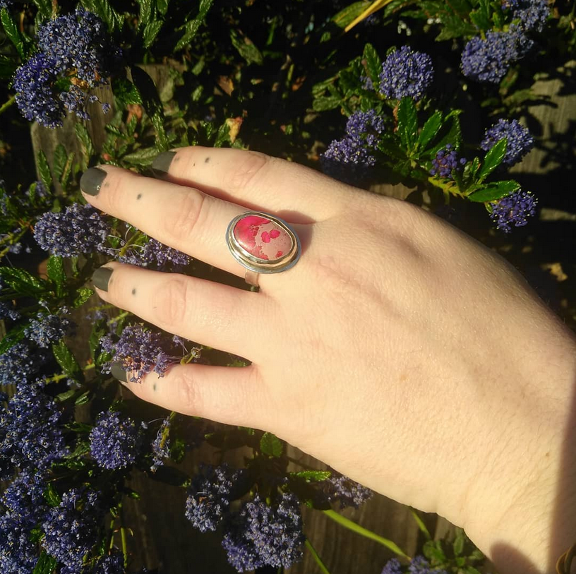 Pink Sea Jasper Ring