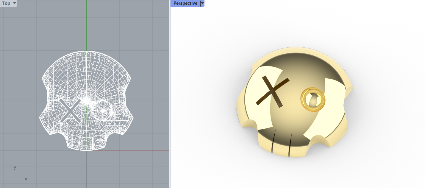 Stylized Skull Piercing End – CAD Jewelry Design in Rhinoceros 3D