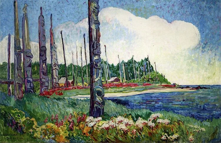 Emily Carr (1871–1945), Yan, Q.C.I. (1912), oil on canvas, 99.5 x 153 cm. Art Gallery of Hamilton, Hamilton, ON. The Athenaeum.