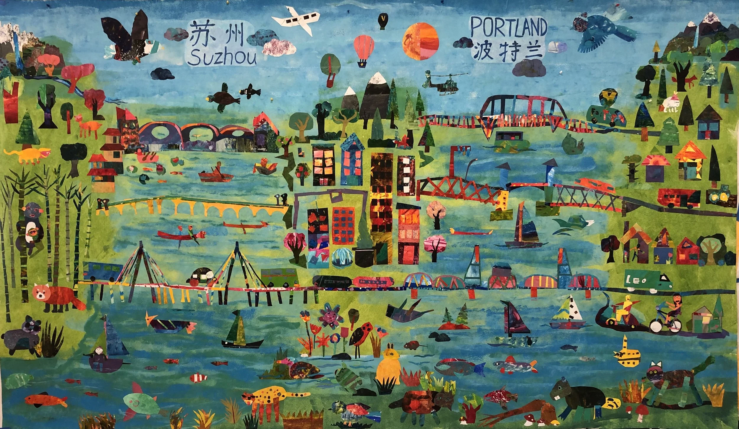 Portland Suzhou Bridge Mural by Woodstock Elementary 3rd Grade + Cooperating Artist: Sarah Ferguson