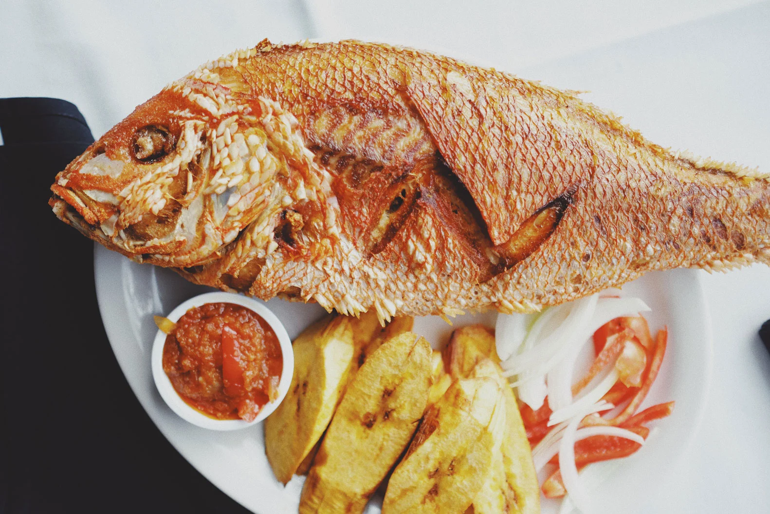 Fried snapper and plantains