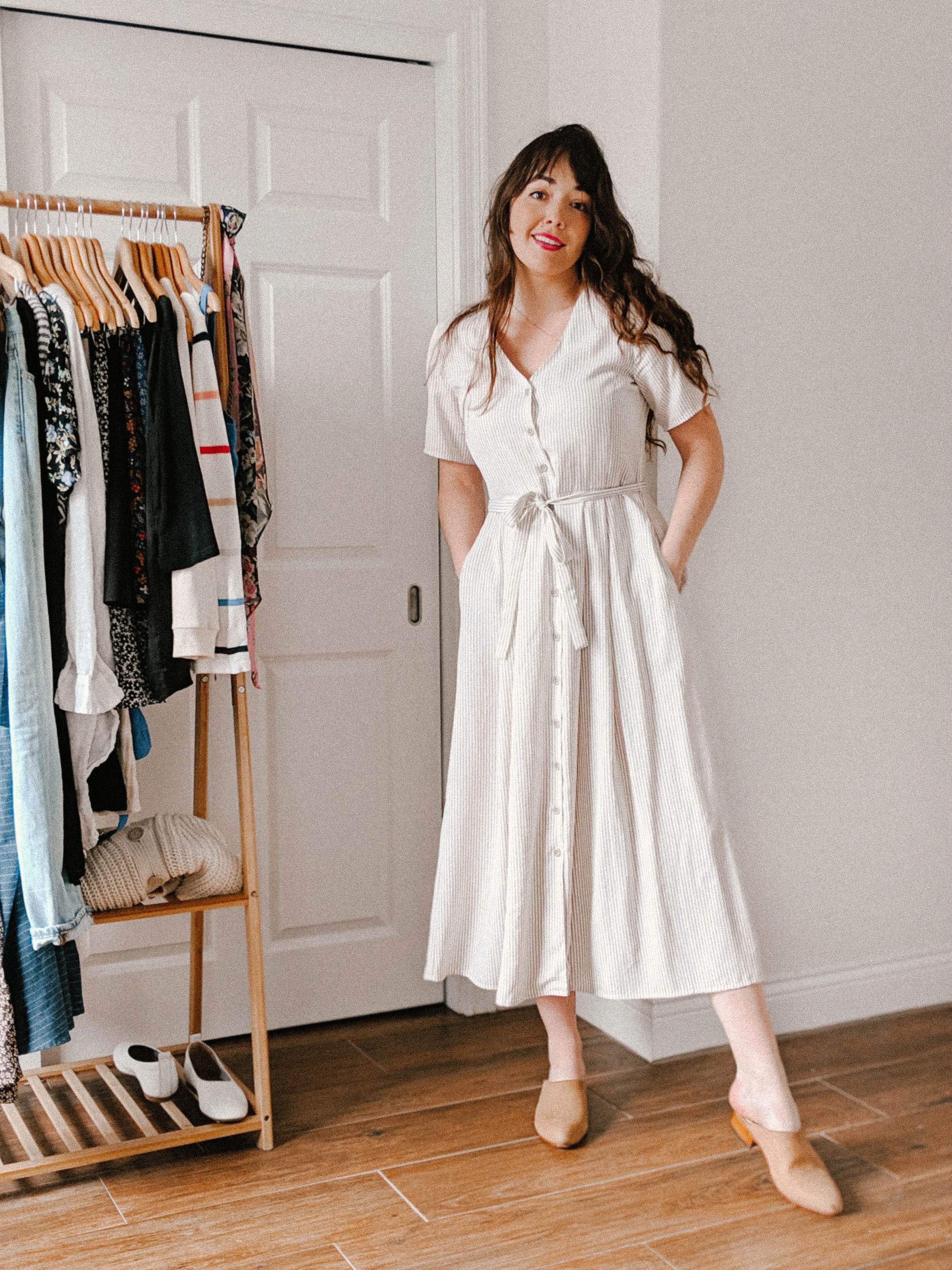 button up midi dress