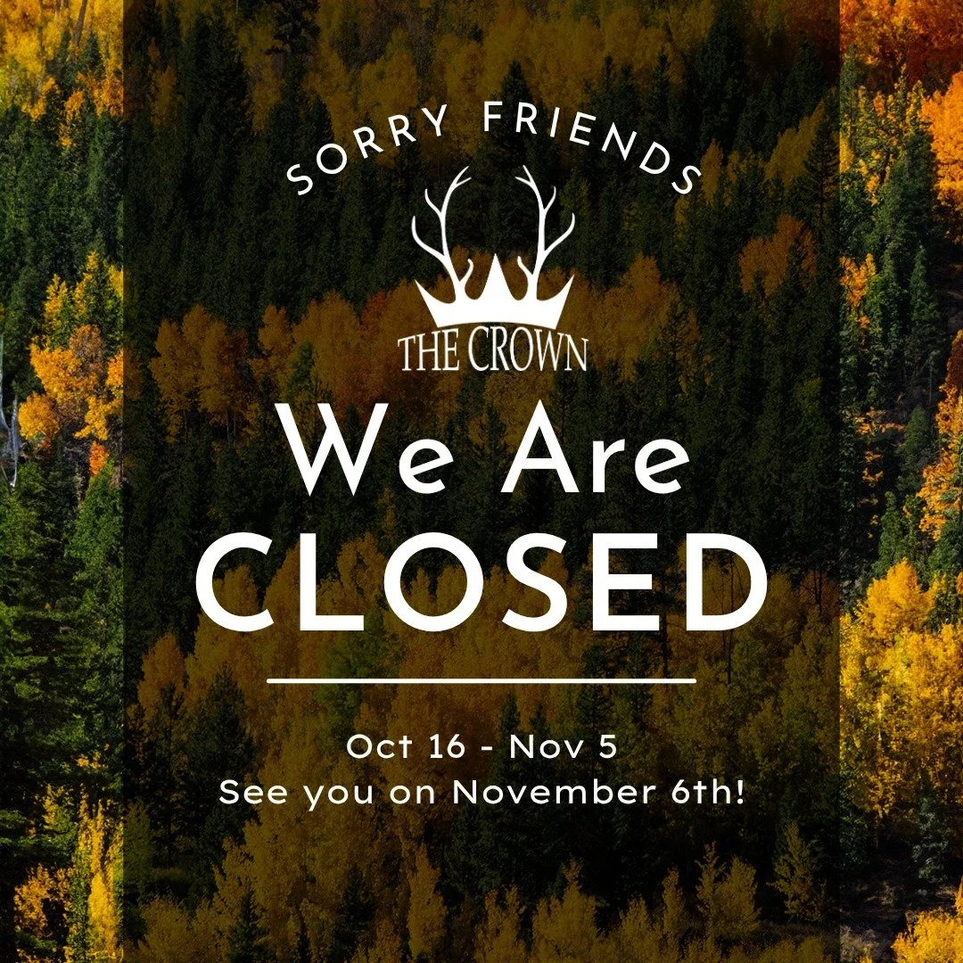 Sorry, gang, we're closed for mud season. See you on November 6 at 7 a.m. for Wake Up Breck! 
#breck #breckenridge #cafe #coffeeshop #TheCrown #mainst #mudseason #fallforbreck #winteriscoming #fall