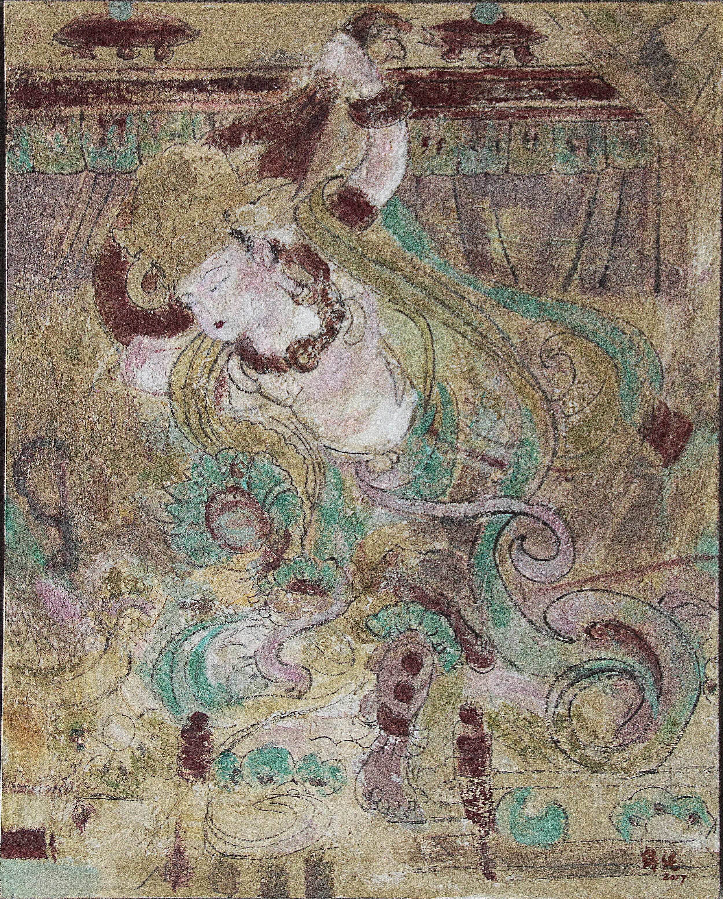 2、赵纯 亚麻布油彩《敦煌遗韵》100X80cm.jpg