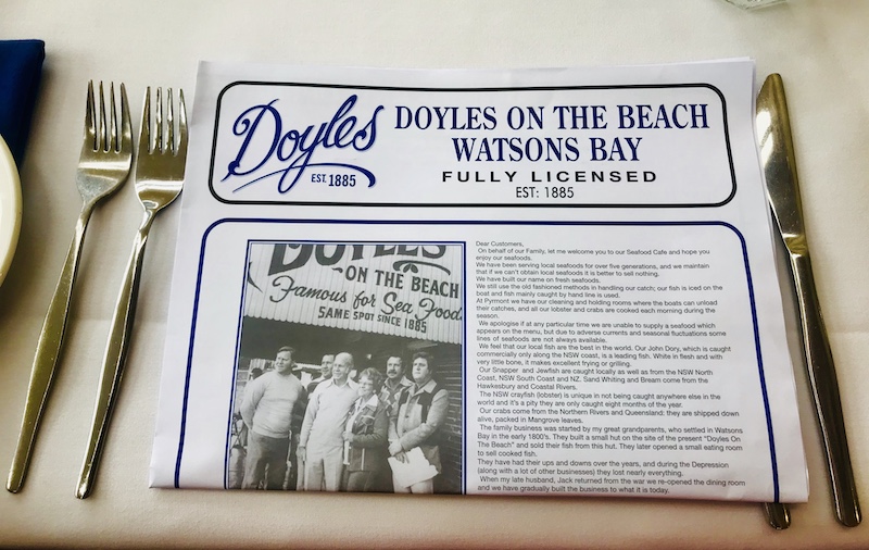 Doyle's Menu