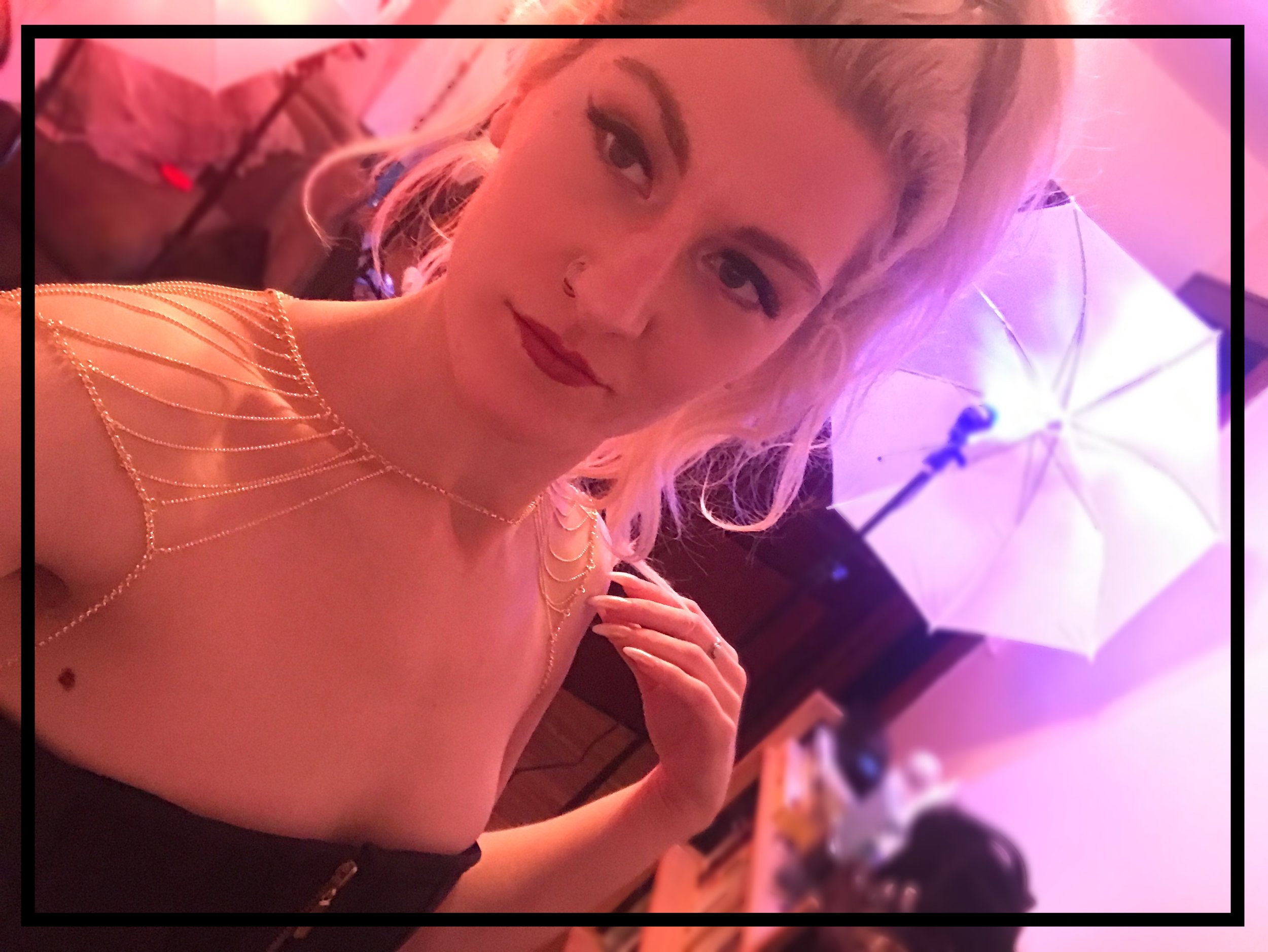 Behind the Scenes Miss Adah in a Corset and Body Chain