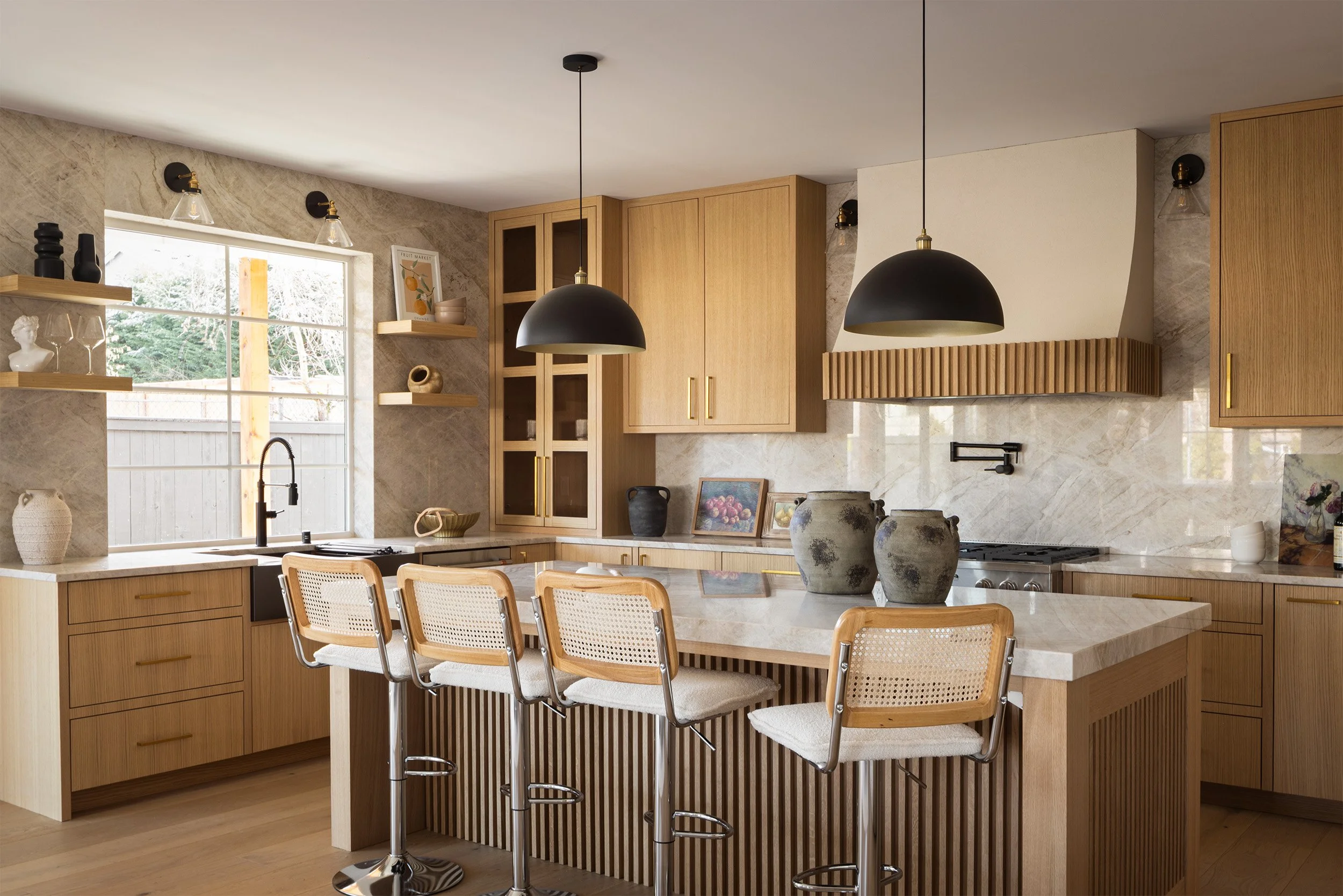 Residential kitchen interior with large island – Seattle interior design photography by Mike Arty