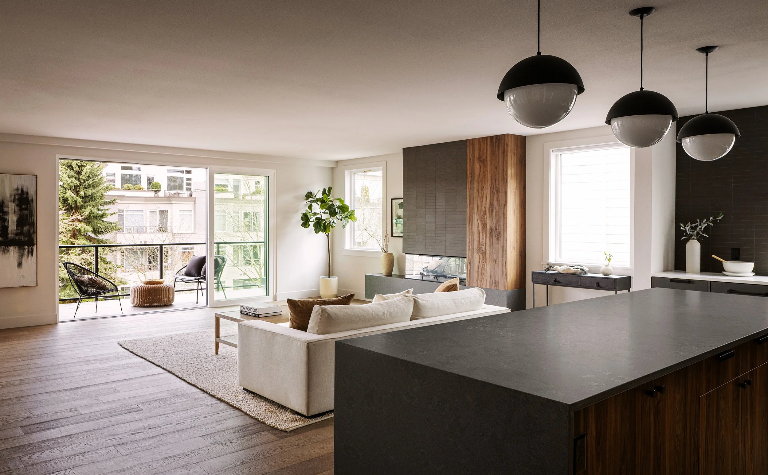Brand-New Luxury Kirkland Apartment Interior with Open-Plan Kitchen