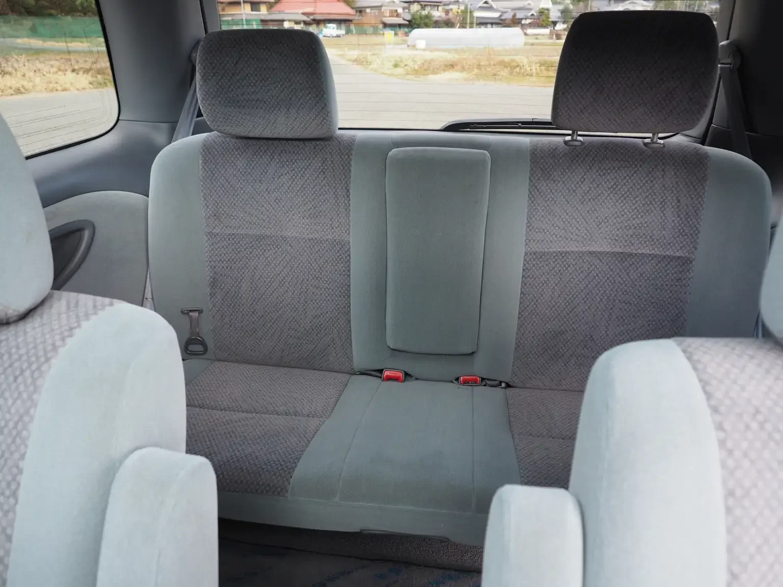 Interior shot of 3rd row seat in grey 2001 Toyota Estima Aeras L Japan export inventory for sale