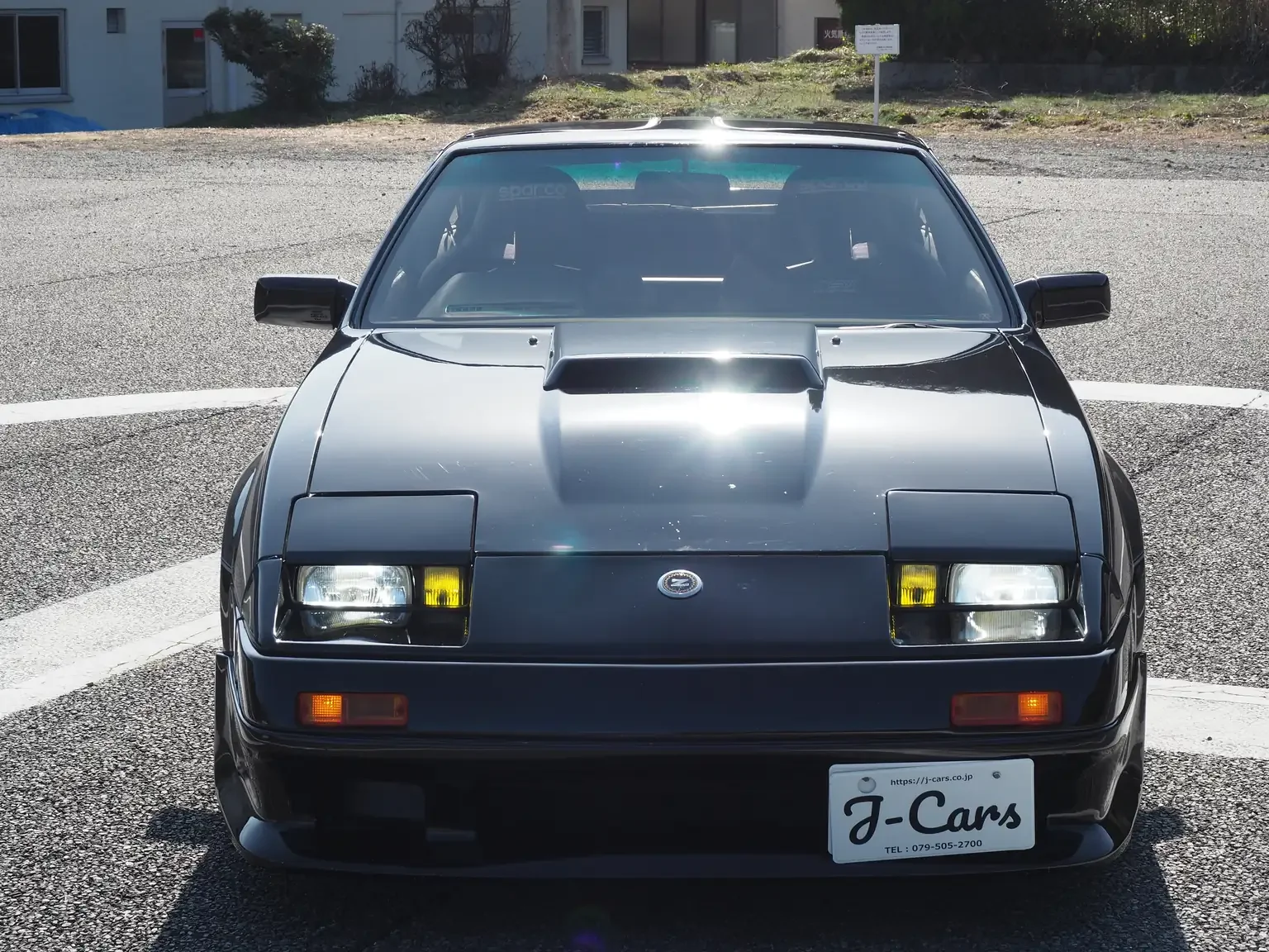 front end view black 1985 nissan fairlady z 200zr headlights on JDM classic for export from Japan