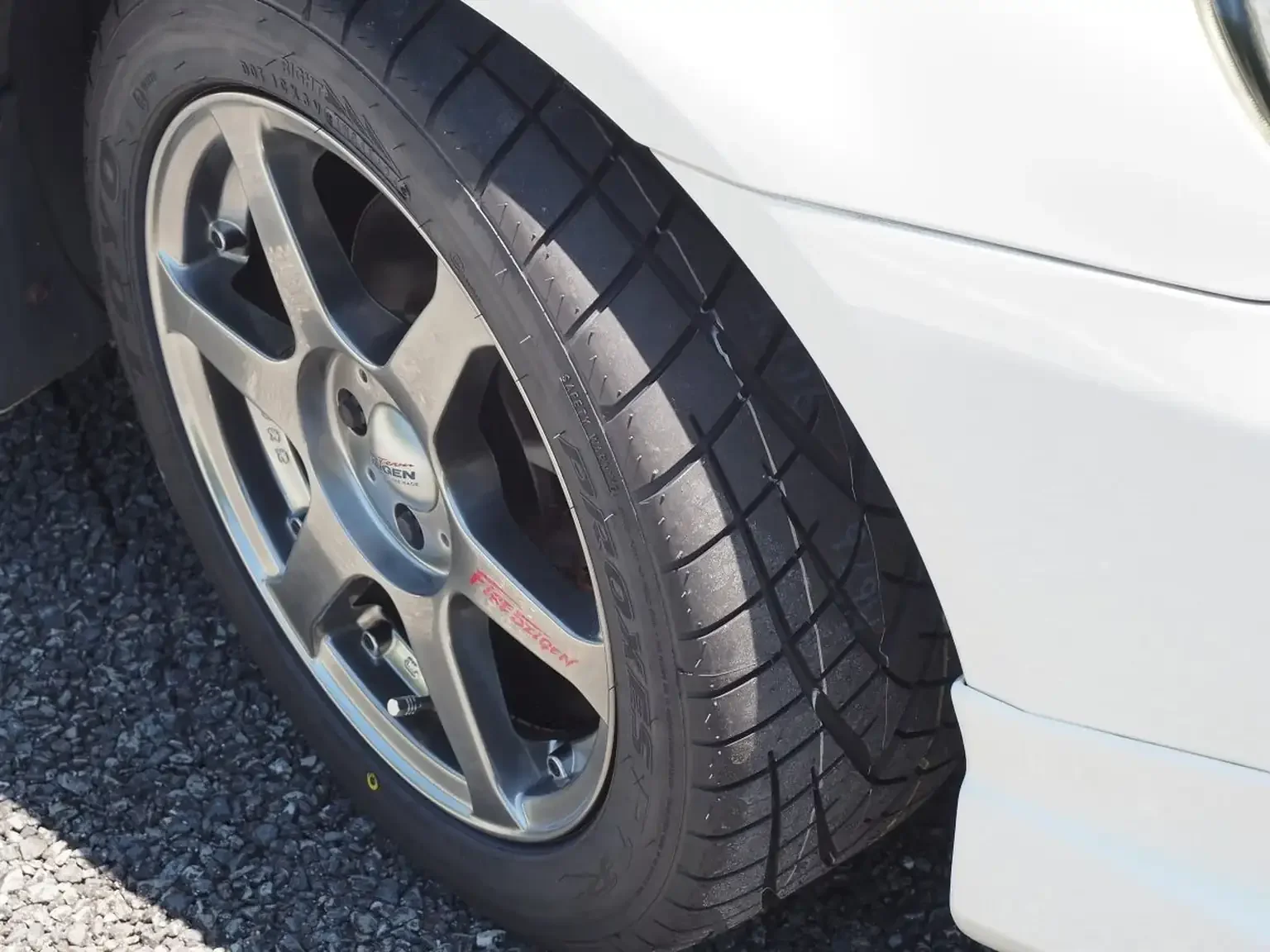 5 zigen wheels and toyo r1r tyres on white corolla JDM export stock for sale japan