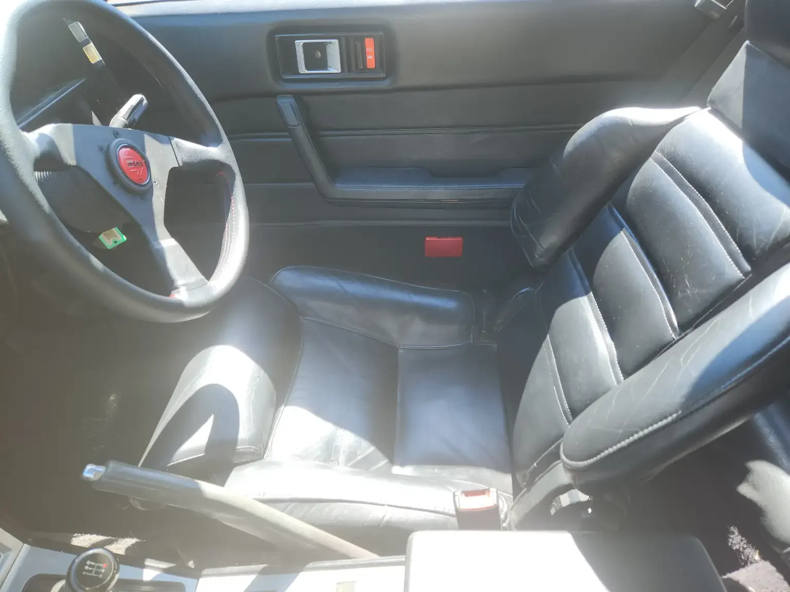 black leather drivers seat view Mitsubishi Starion GSR II Turbo JDM spec NZ New export vehicle for sale New Zealand