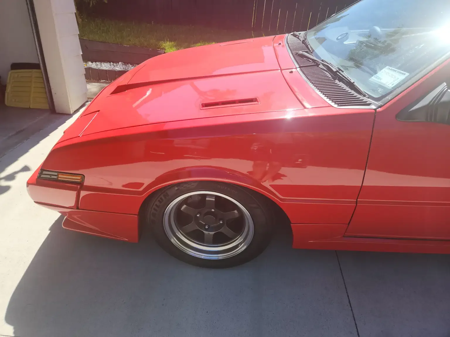 left front fender condition view red Mitsubishi Starion GSR II Turbo JDM spec NZ New export vehicle for sale New Zealand