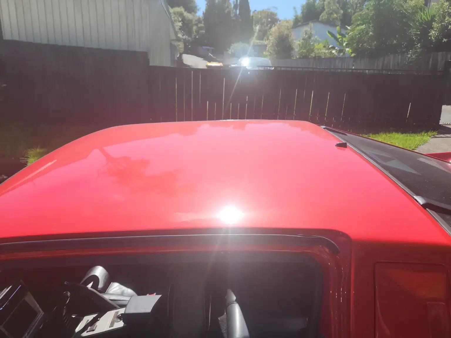roof condition view red Mitsubishi Starion GSR II Turbo JDM spec NZ New export vehicle for sale New Zealand
