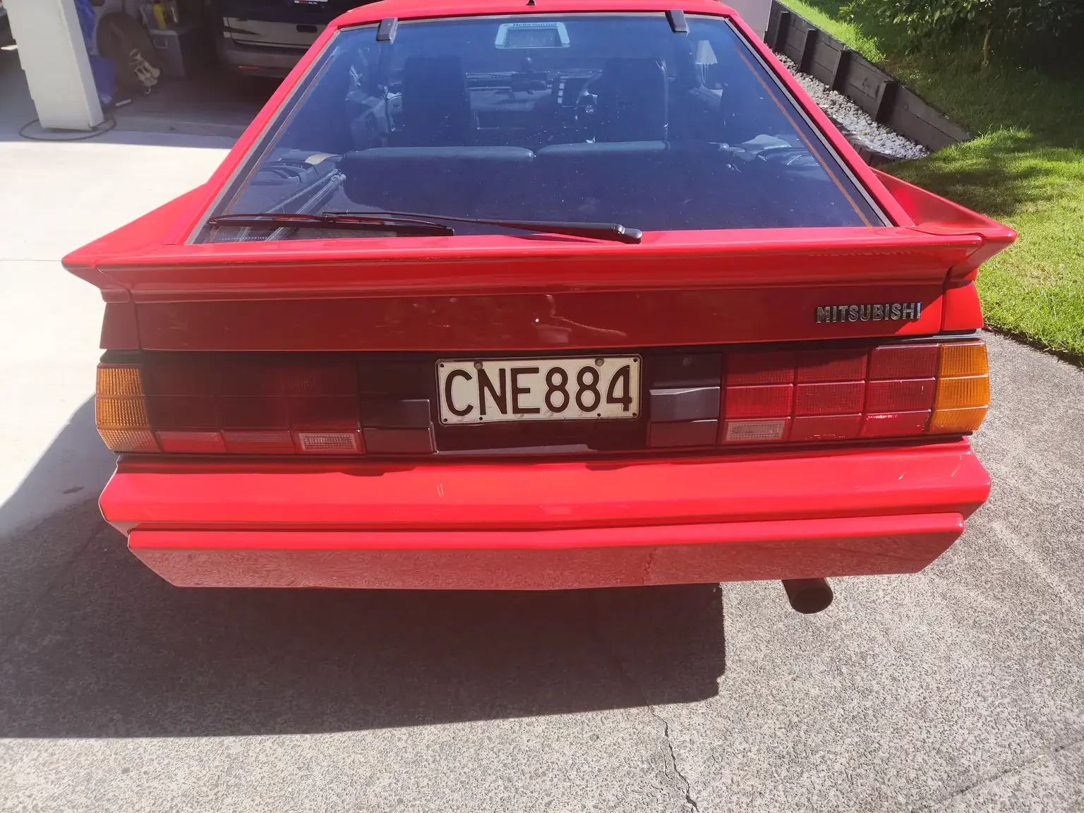 rear end view red Mitsubishi Starion GSR II Turbo JDM spec NZ New export vehicle for sale New Zealand