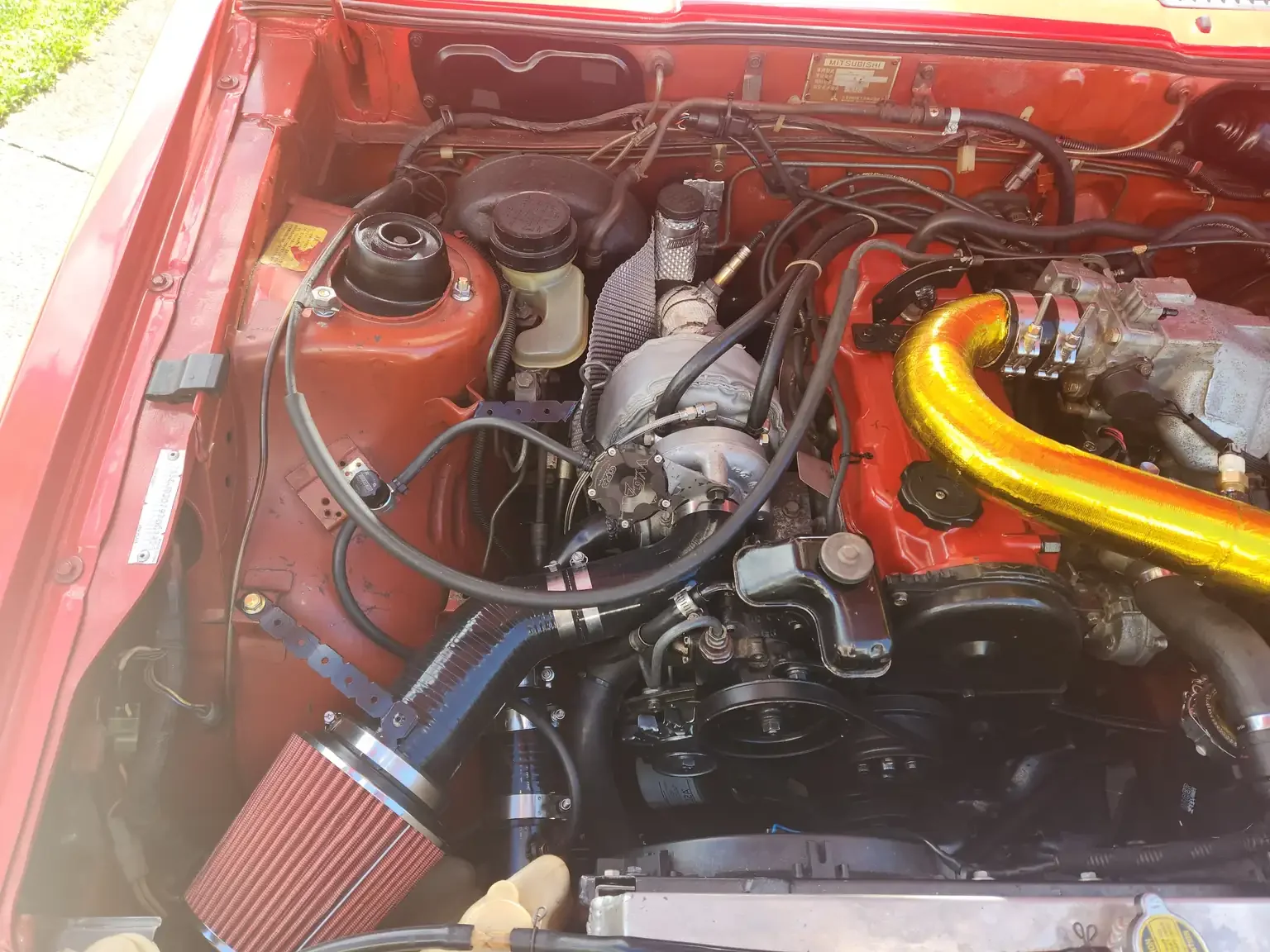 turbo charger view of 4g63 engine in Mitsubishi Starion GSR II Turbo JDM spec NZ New export vehicle for sale New Zealand