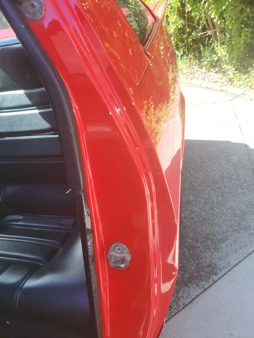 door jam condition view red Mitsubishi Starion GSR II Turbo JDM spec NZ New export vehicle for sale New Zealand