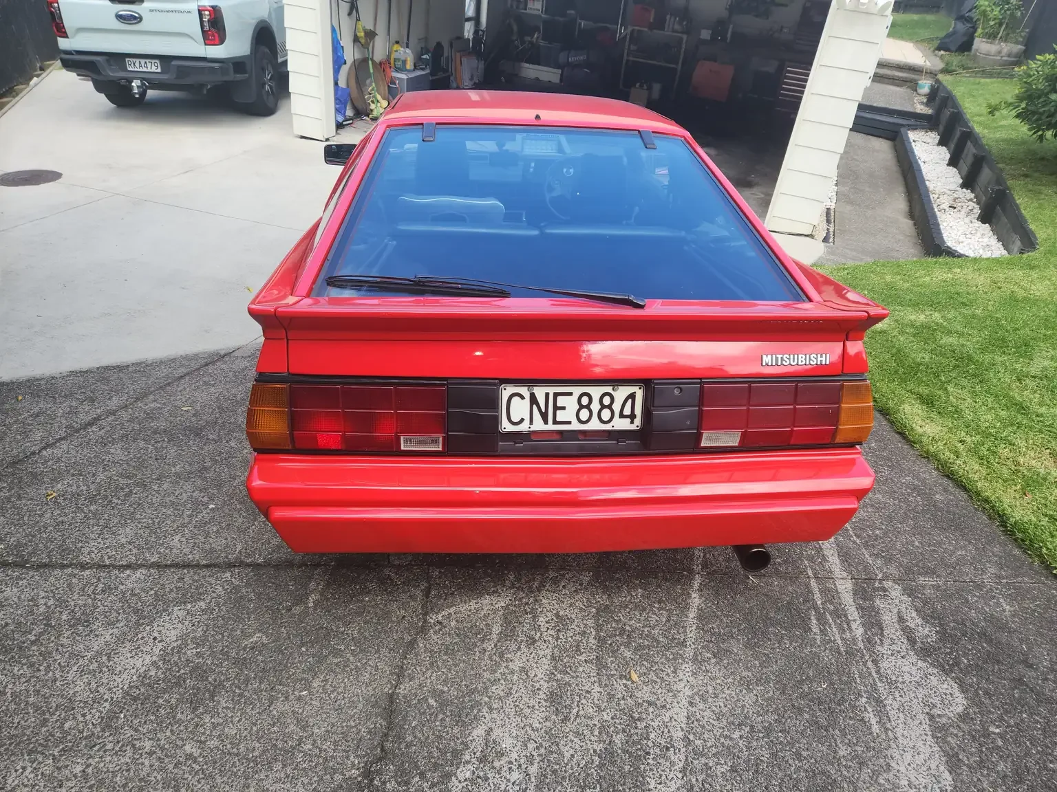 rear end view red Mitsubishi Starion GSR II Turbo JDM spec NZ New export vehicle for sale New Zealand