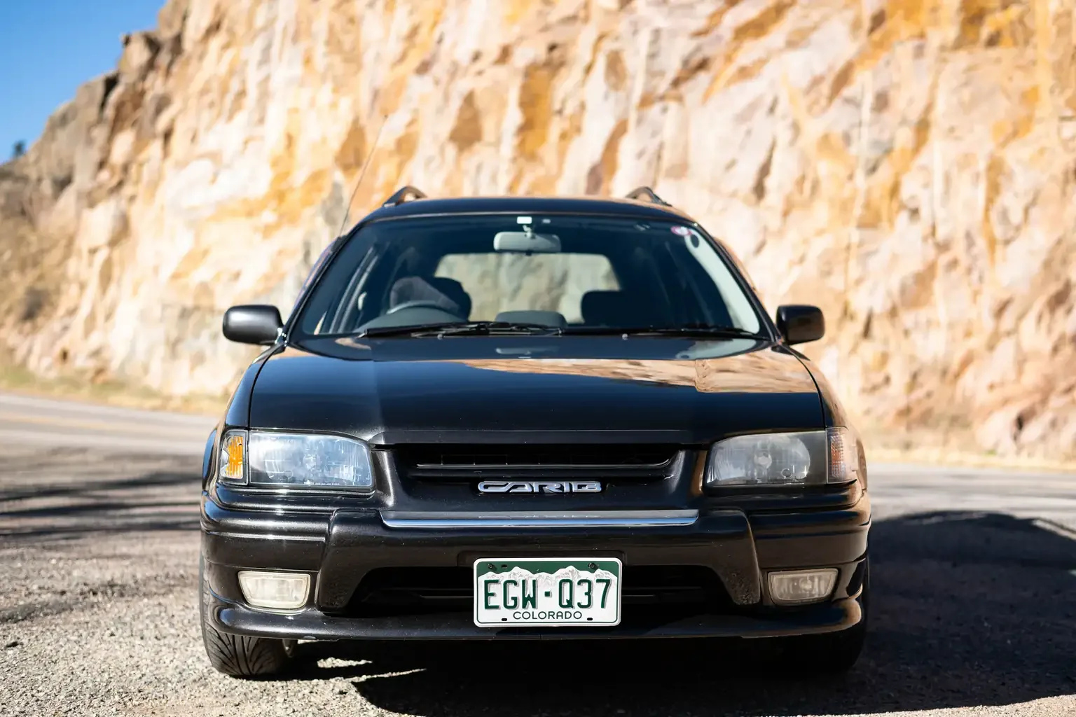 front end view toyota sprinter carib bz touring 4age 6MT black usa legal jdm vehicle with title for sale colorado USA
