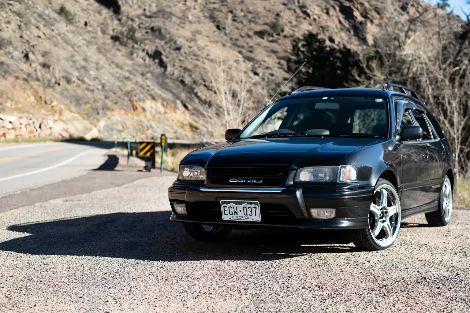 passengers front angle view toyota sprinter carib bz touring 4age 6MT black usa legal jdm vehicle with title for sale colorado USA