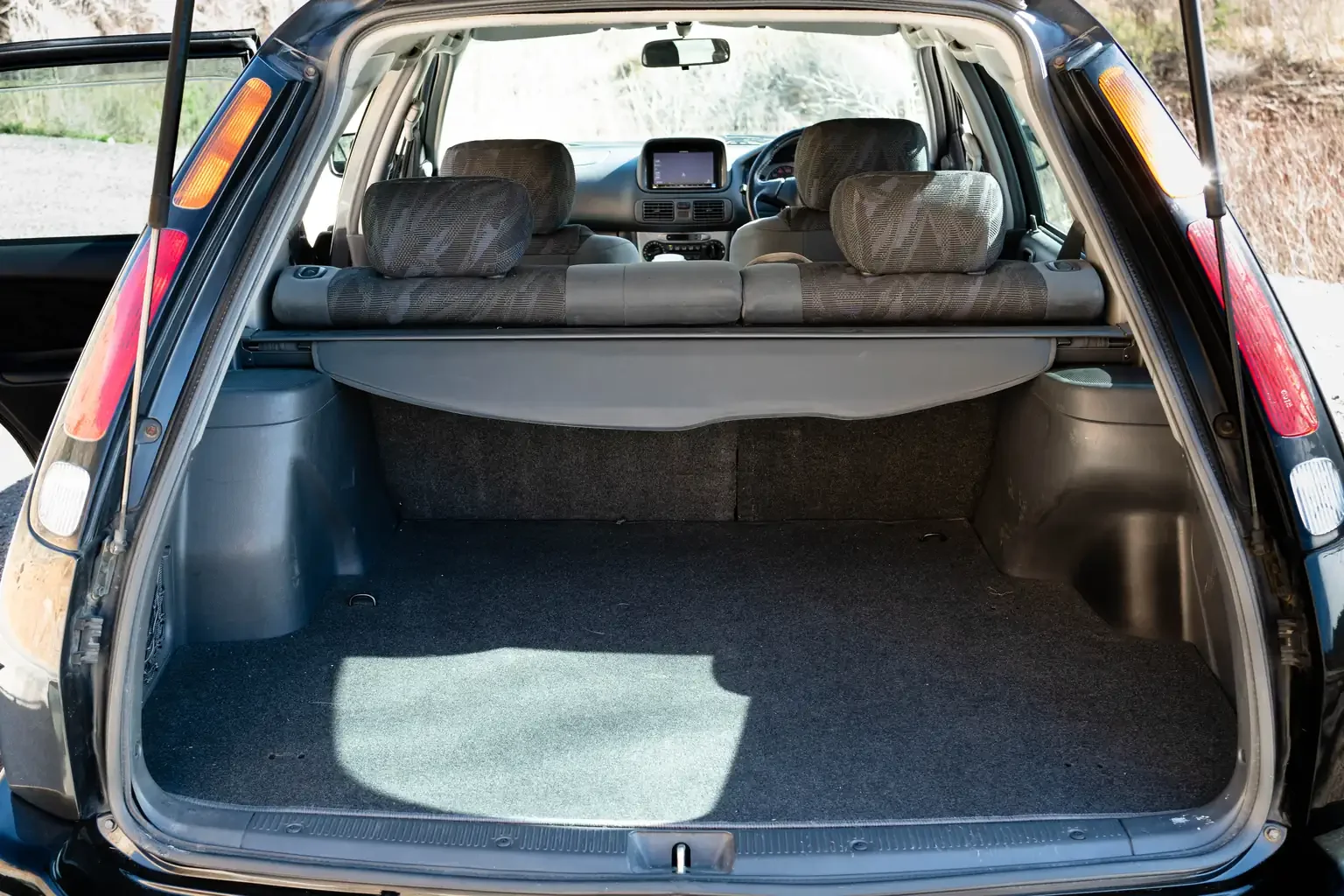 rear luggage room view toyota sprinter carib bz touring 4age 6MT black usa legal jdm vehicle with title for sale colorado USA