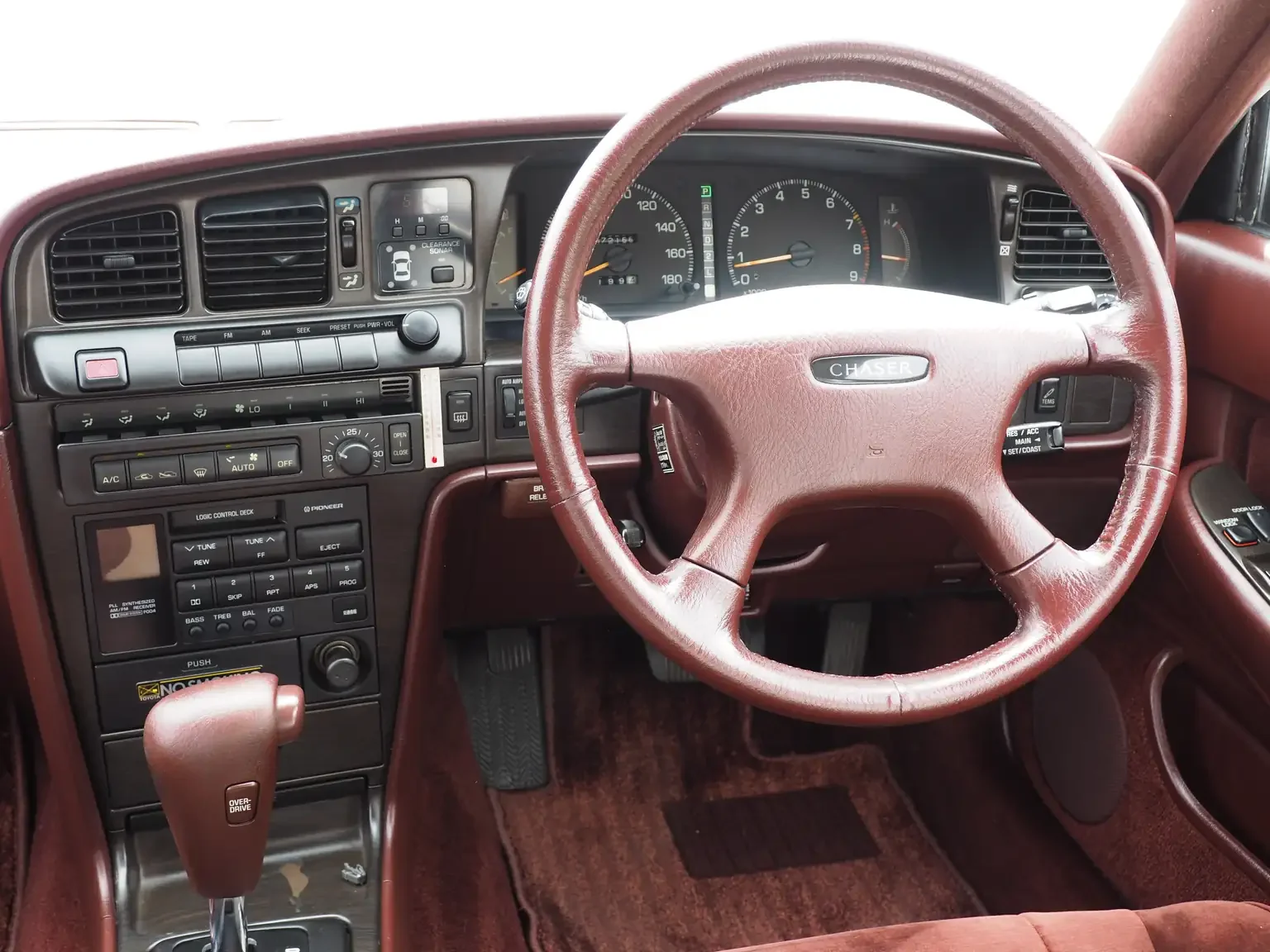 wine red interior option view showing leather wrapped steering wheel view grey 1990 toyota chaser gx81 jdm export stock japan