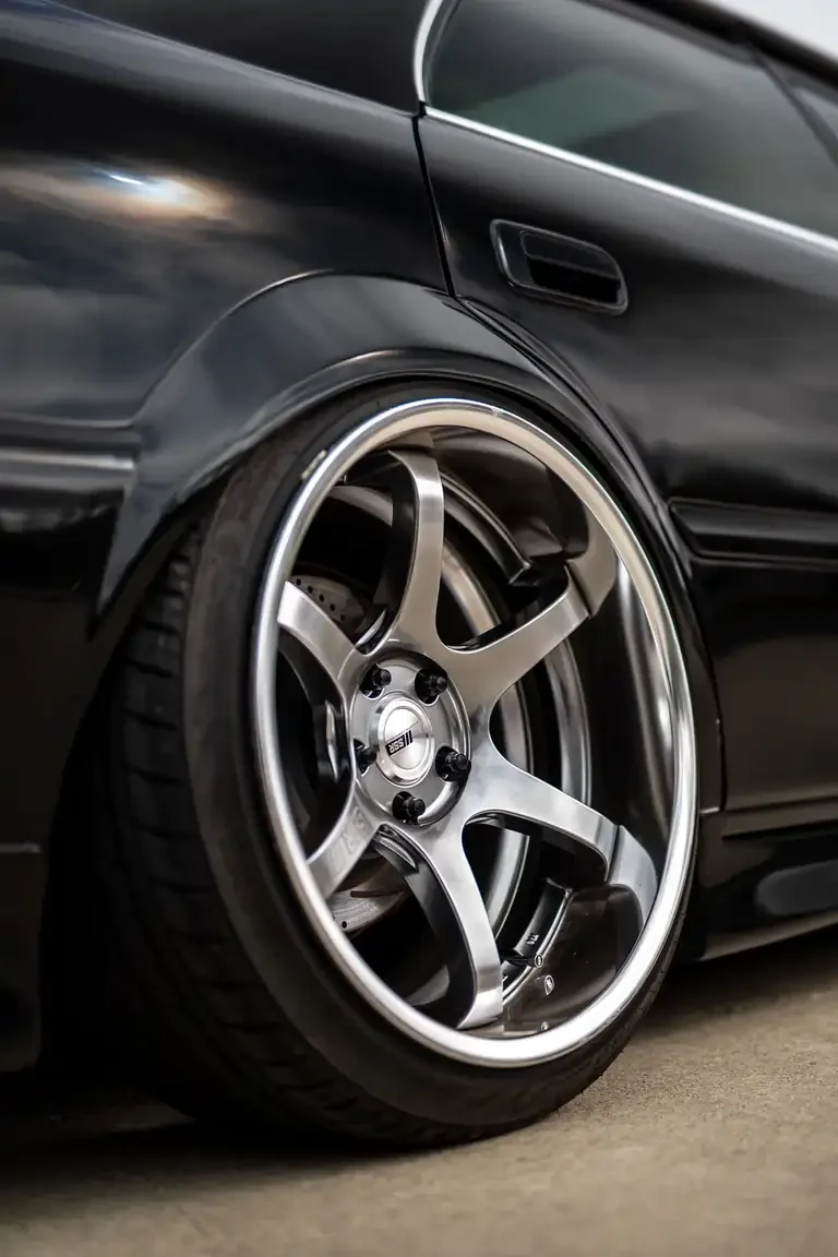 rear steel wide body fender view black toyota chaser tourer v jzx100 custom steel wide body jdm export vehicle new zealand