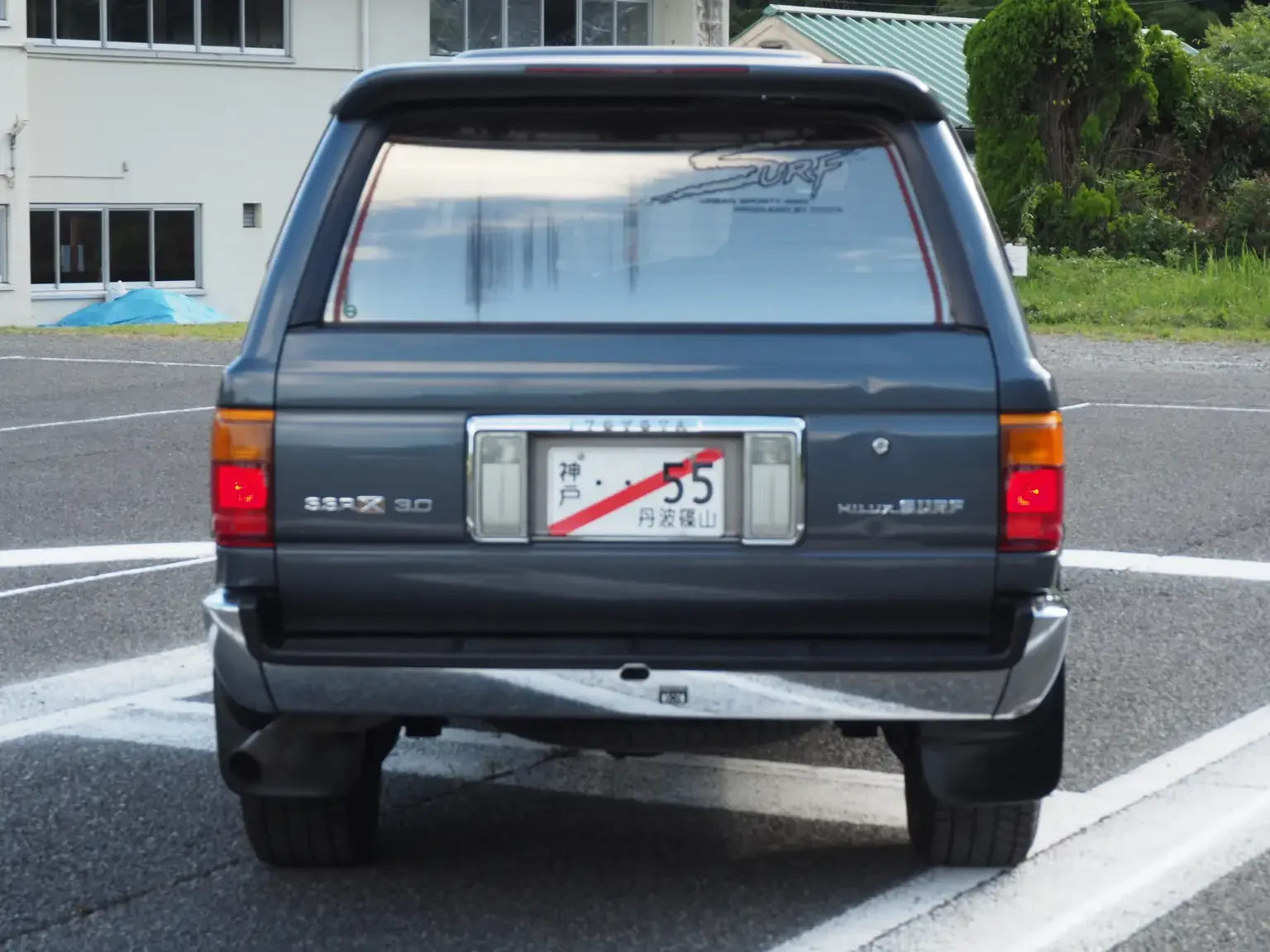 rear end view view grey toyota hilux surf kzn130 1kzte 5 speed manual diesel turbo JDM export vehicle Japan