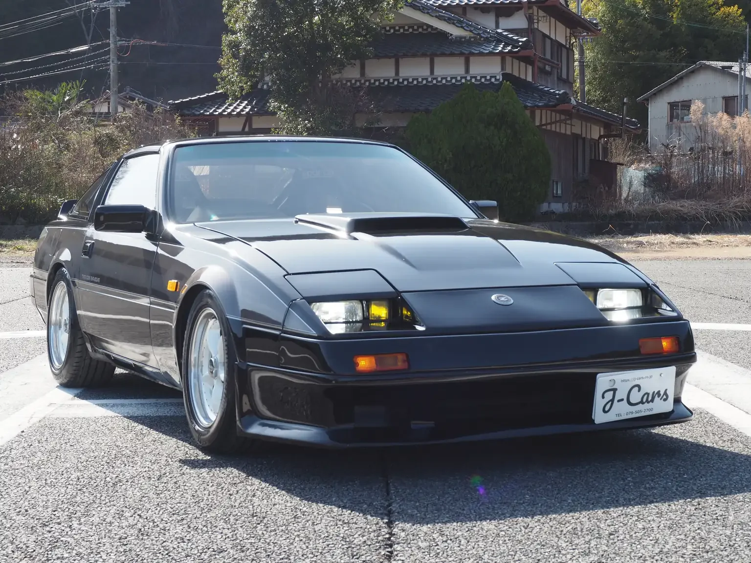 front view black grey two tone Nissan fairlady z 200zr 2 seat jdm vehicle for export sale Japan