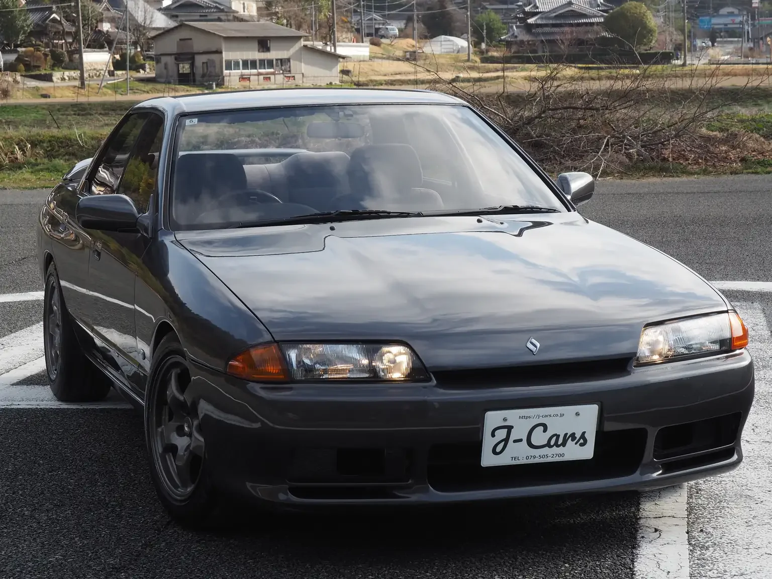 Front drivers side view grey 1991 Nissan skyline gts25 type x g export inventory for sale Japan