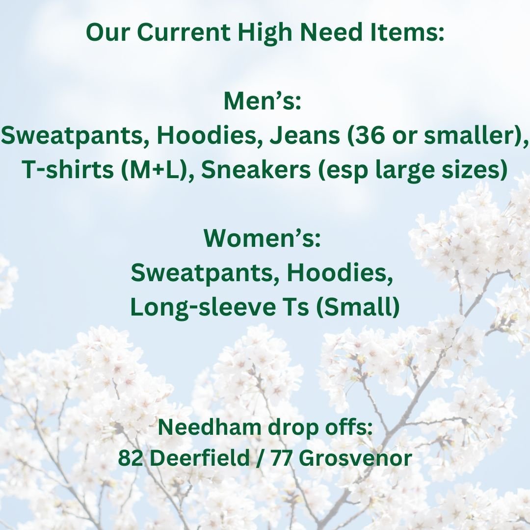 We're guessing most families spent Mother's Day deep cleaning and organizing the house so look through all those clothes and see if any match our current high need items!