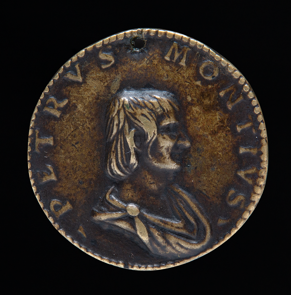 Bronze medal. Italy, 1490-1510. 33 mm. 17 gr. Recto: PETRUS MONTIUS.
