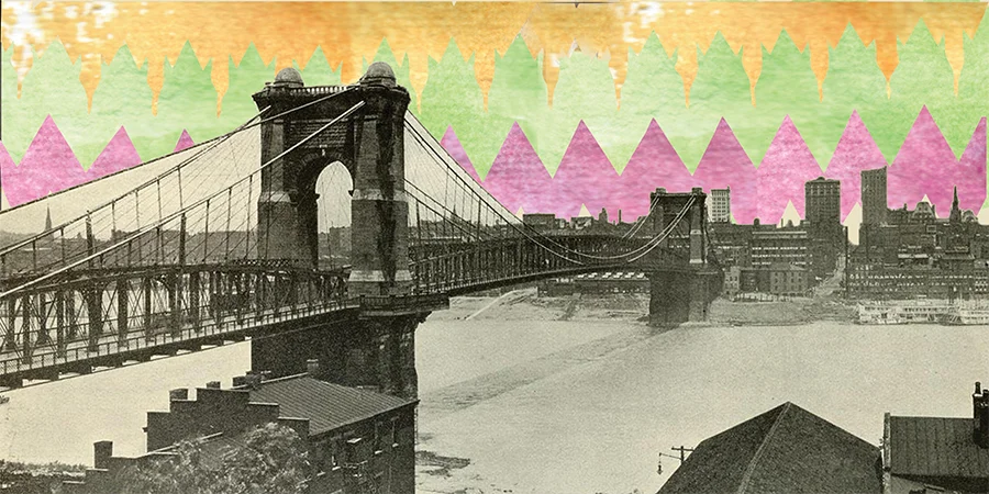Cincinnati to Zacatecas, 2016, archival pigment print and watercolor
