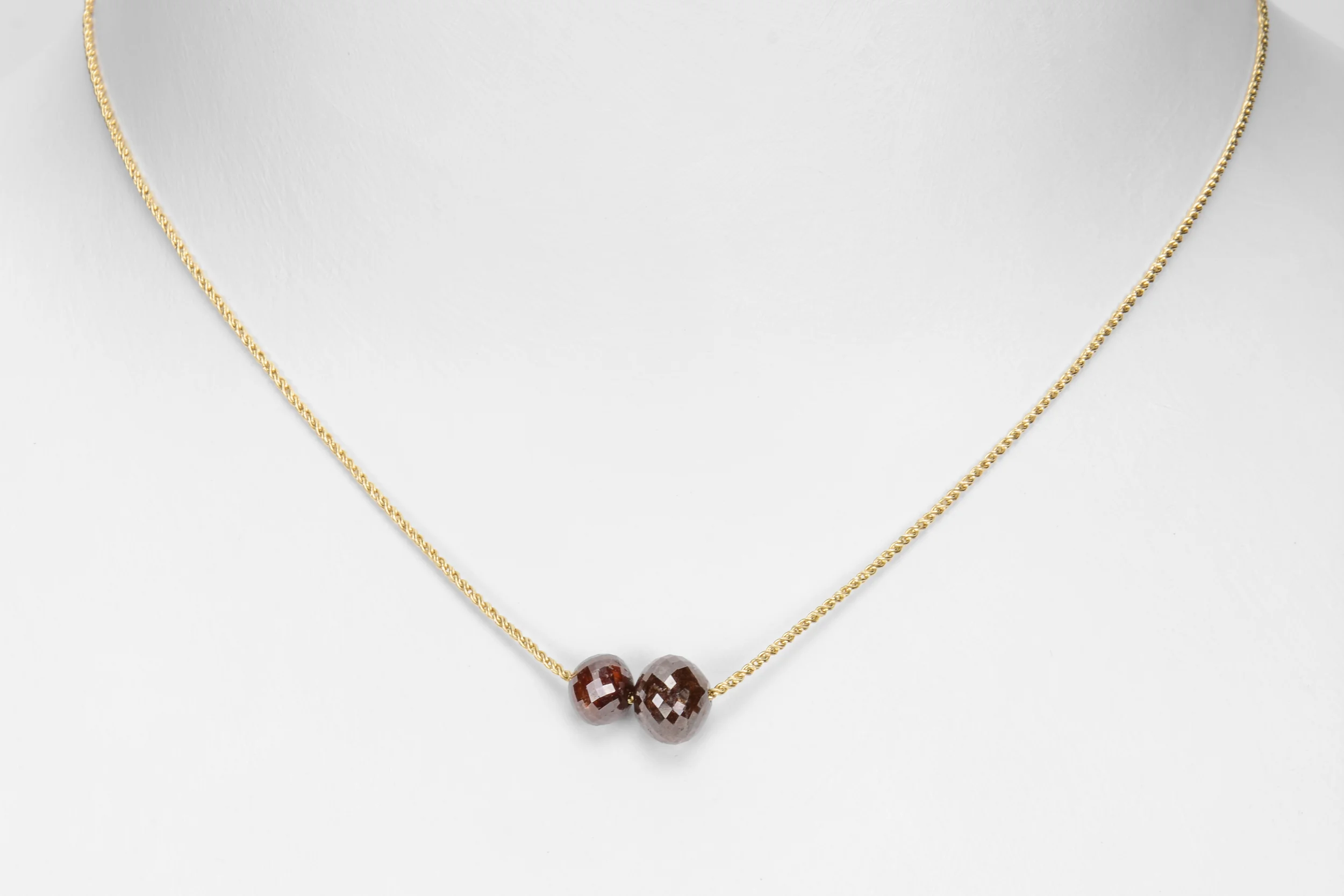 rustic diamond - double bead on chain 