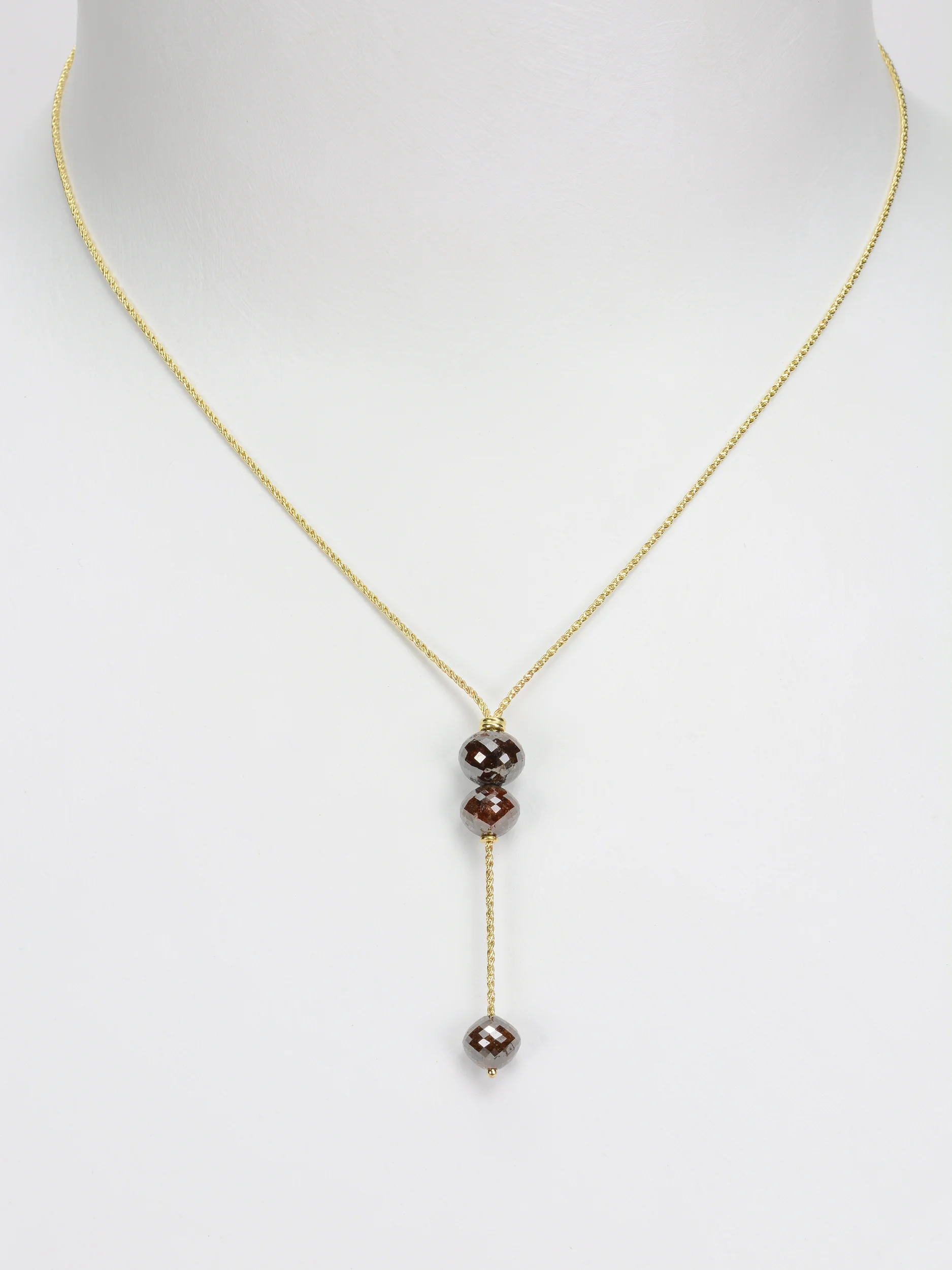 rustic diamond - 3 bead necklace 