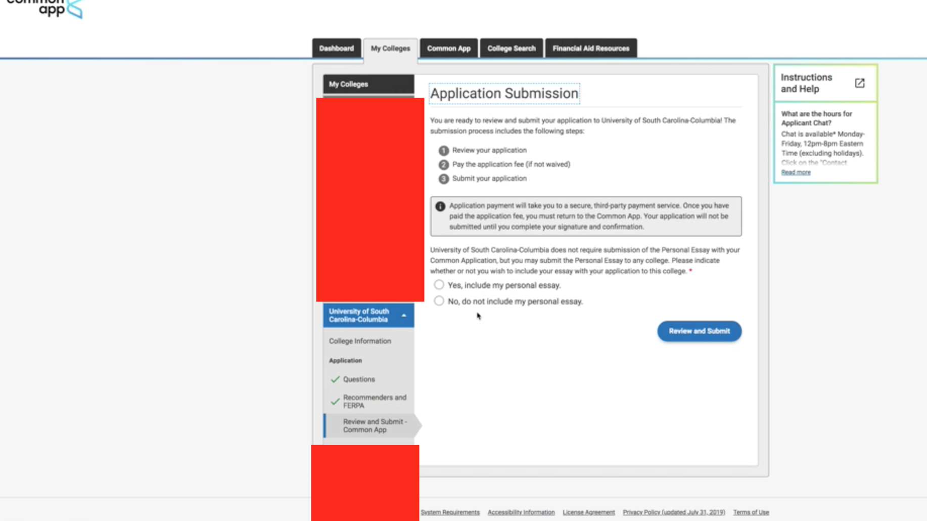 Directions For Submitting The 2019 2020 Common Application R DC 