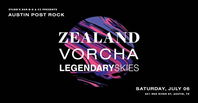 Really looking forward to sharing the stage with our friends @vorchamusic and @zealandthenorth on Saturday, July 6. Come out to @stubbsaustin for a night of awesome instrumental music. Tickets on sale now! Link in bio!